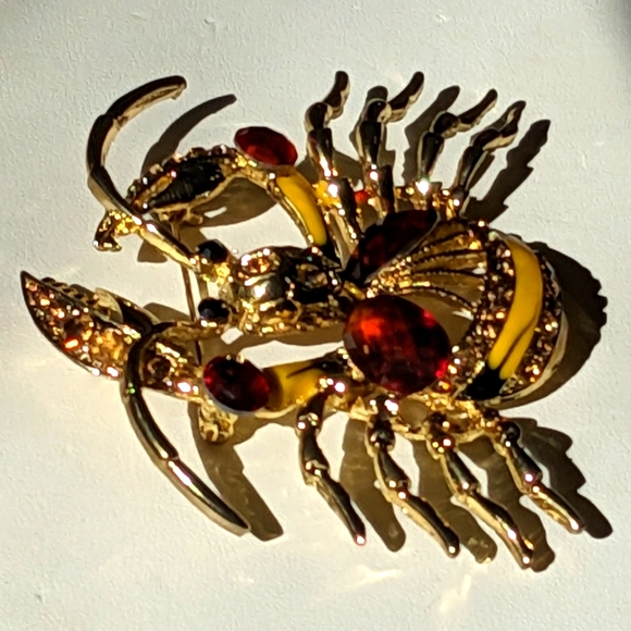 XL Crystal Encrusted Crab Estate Bling Brooch Pin - Picture 12 of 15